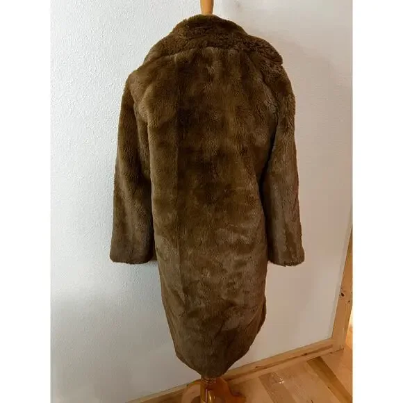 Apparis Siena Brown Faux Fur Teddy Long Coat MEDIUM - Picture 7 of 12